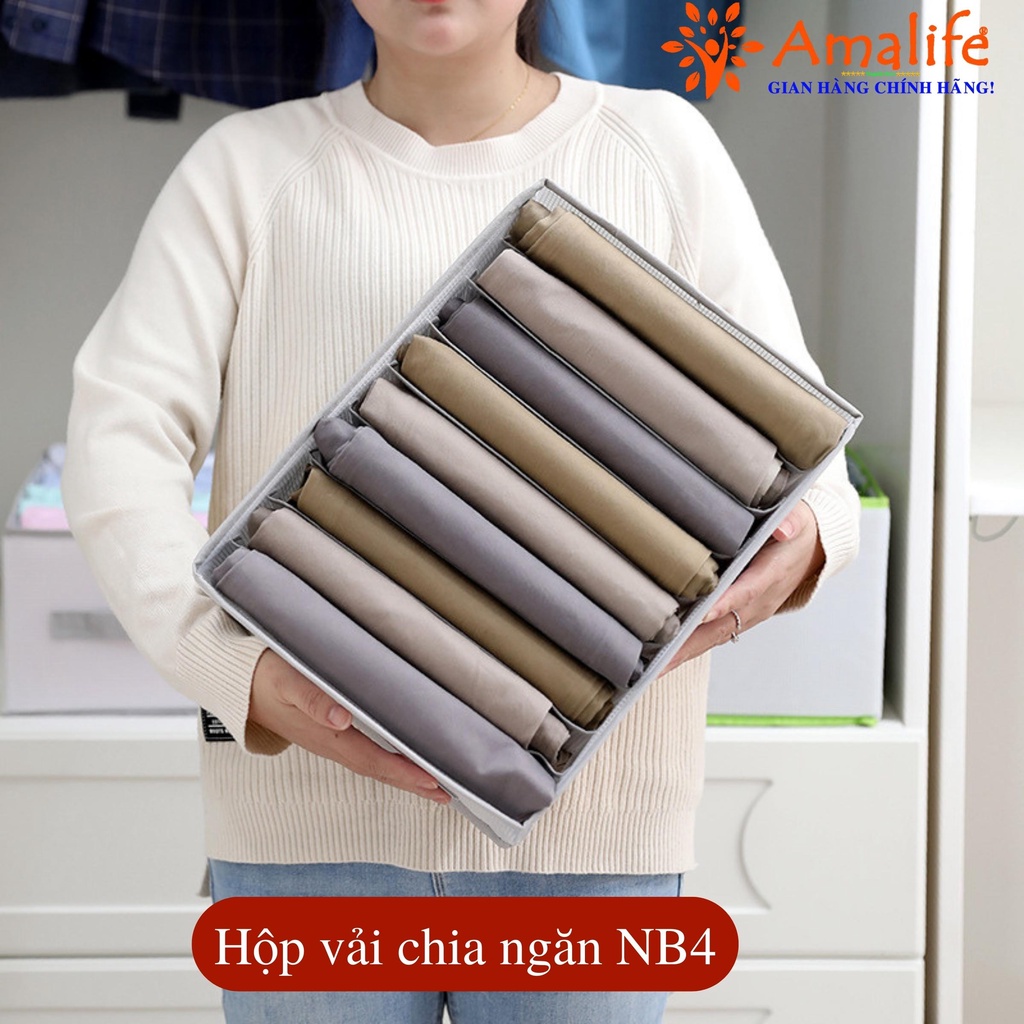 Hộp vải đựng đồ chia ngăn HQ4 - Hộp đựng quần áo chia 9 ngăn, 12 ngăn gấp gọn chính hãng Amalife
