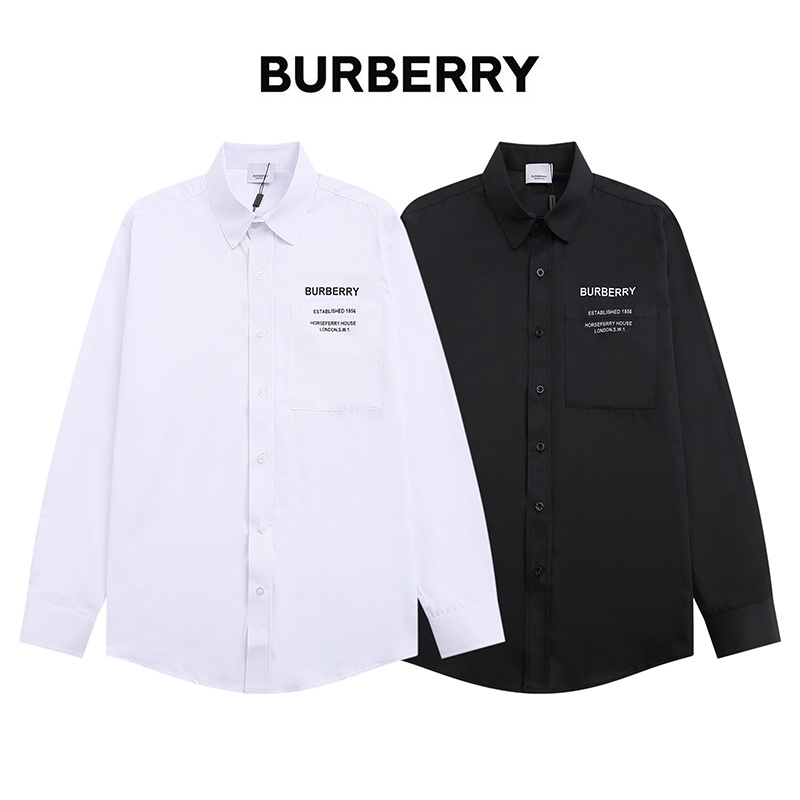 Burber * Áo Sơ Mi Mềm Mại Thoải Mái Có Túi In Logo Chữ Phong Cách Tối Giản