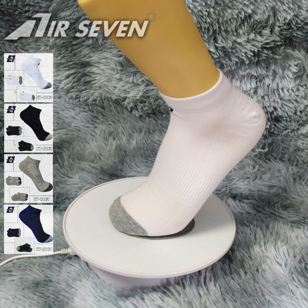 Tất vớ thể thao cổ ngắn Air Seven S101, Cotton cao cấp mềm mại, co giãn 4 chiều, Kháng khuẩn khử mùi, trơn thời trang.