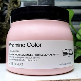 Dầu ủ tóc L'oreal Resveratrol Vitamino color masque phục hồi giữ màu nhuộm 500ml