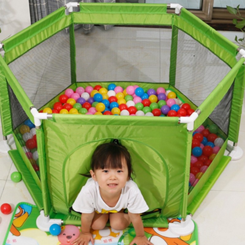 ☀️ cũi kiêm nhà bóng khung inox cho bé - Tặng kèm bóng