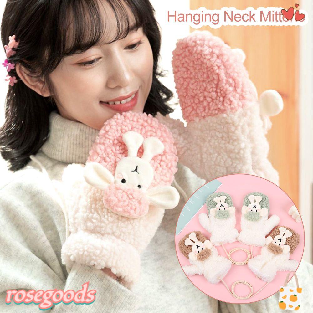 Găng Tay Dày Dặn Màu Trơn Họa Tiết Cừu Hoạt Hình ROSE