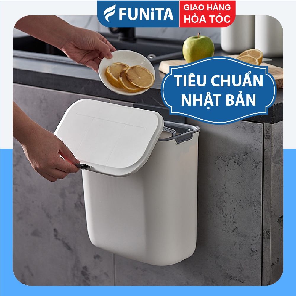 Thùng Rác Treo Đa Năng FUNITA - Nắp Đậy Thông Minh, Dán Tường Tiện Lợi ( 7Lít - 9Lít )