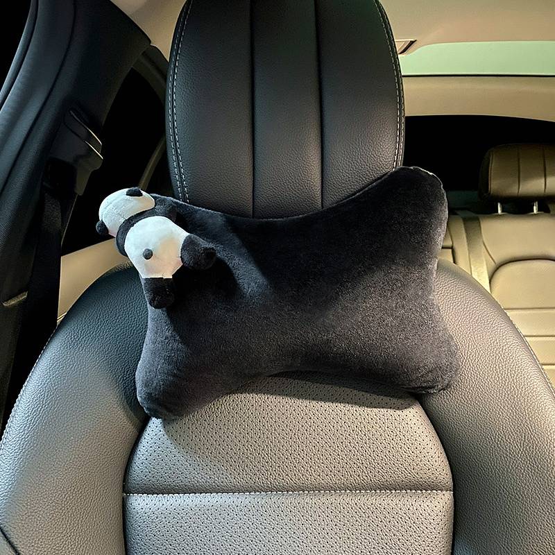 Automotive Headrest Winter Women's Cute Panda Decoration All Products Internet Celebrity Four Seasons Universal Plush Neck Pillow D2aZ