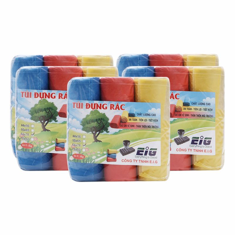 1kg Túi đựng rác tự phân hủy đủ 3 size đại trung tiểu (1kg 3 cuộn)