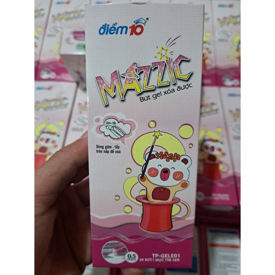 Hộp 20 Cây Bút Gel Xóa Được Mực Tím MAZZIC TP-GELE01 Ngòi 0.5mm