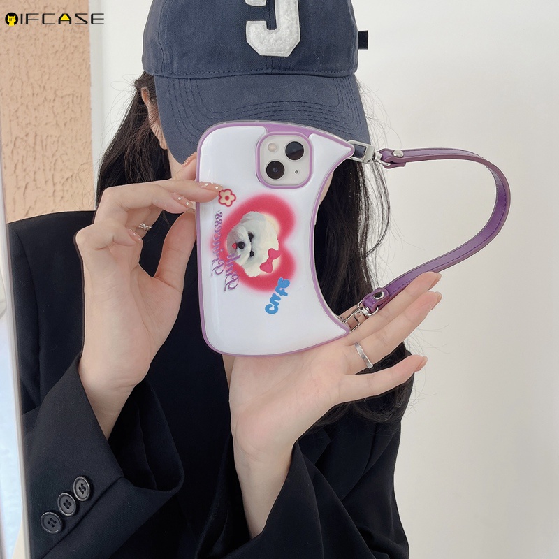 Ốp Điện Thoại Dạng Túi Xách Hình Cún 3D Có Dây Đeo Chống Sốc Cho iPhone 14 Plus 14 13 12 11 Pro Max
