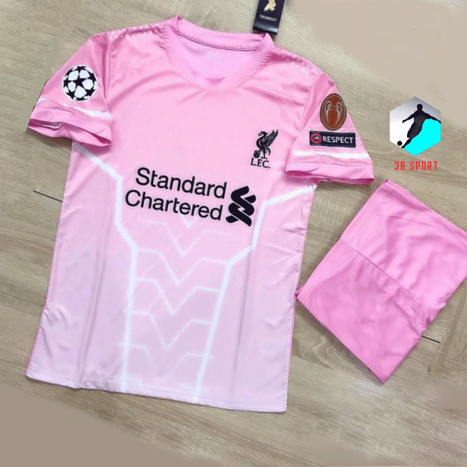 Bộ quần Áo Đá Bóng Liverpool Hồng chất thun lạnh đẹp mê