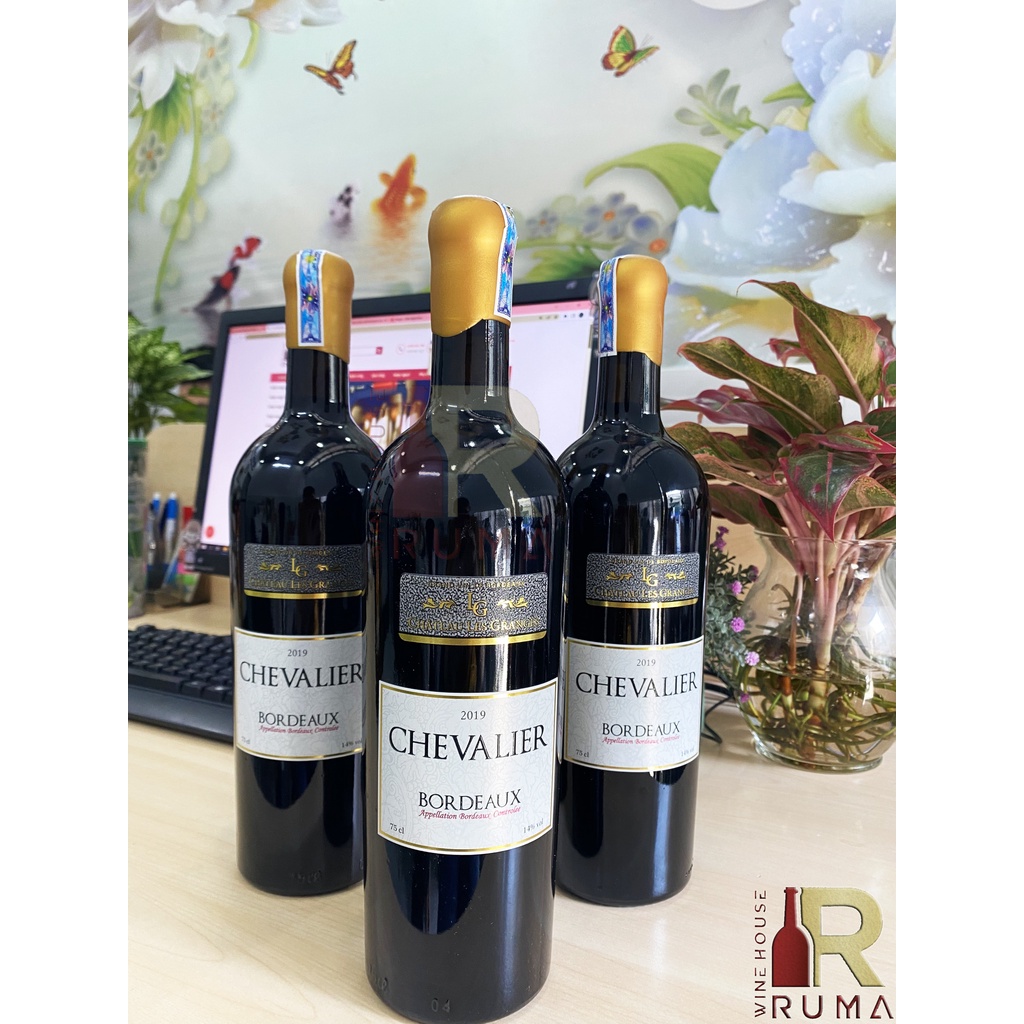 Set quà tặng rượu vang Pháp Chevalier Cabernet - Hộp gỗ cao cấp kèm phụ kiện