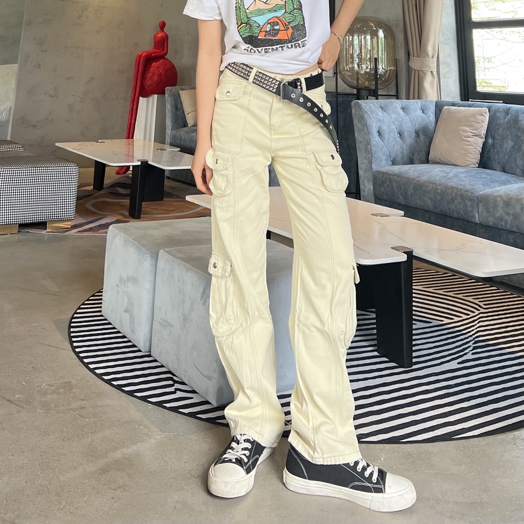 Quần Kaki Cargo Pants nhiều túi kèm  Nam nữ Design
