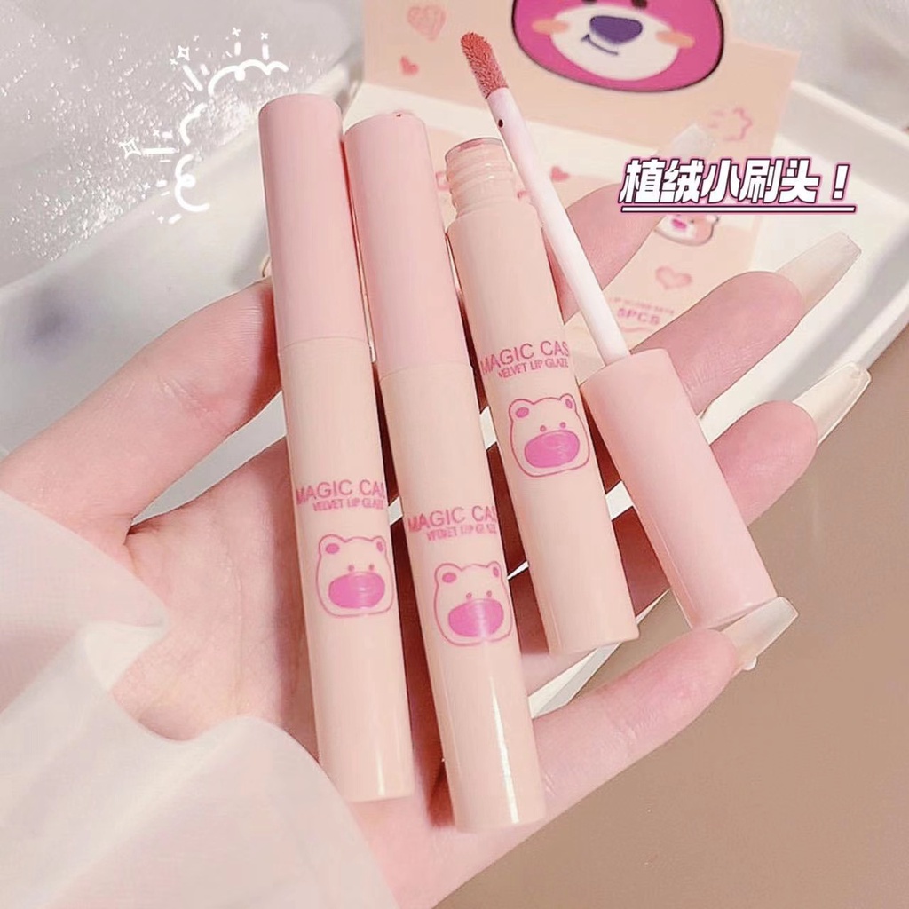 Son Kem Màu Lì Kháng Nước Lâu Trôi Vỏ In Hình Gấu Hồng