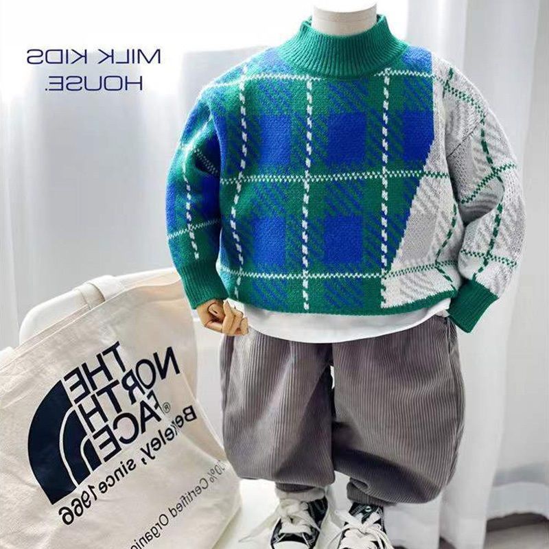 Áo Sweater Dày Chui Đầu Kẻ Sọc Caro Màu Xanh Lá Phong Cách Cổ Điển Thời Trang Thu Đông Mới 2022 JKG5