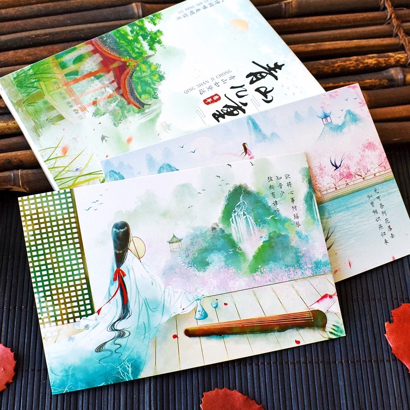 Hộp 30 tấm thiệp postcard cổ trang ngôn tình siêu lãng mạn