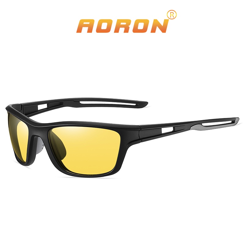 Kính Thể Thao Phân Cực Polarized AORON Tròng Vàng Nhìn Đêm An Toàn Khi Lái Xe Giúp Giảm Lóa Đèn Pha, Gọng TR Siêu Bền