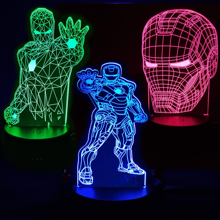Đèn trang trí phòng đèn nháy nhiều màu Đèn ngủ đèn trang trí đèn led để bàn decor 3D cảm ứng MY-210 siêu nhân
