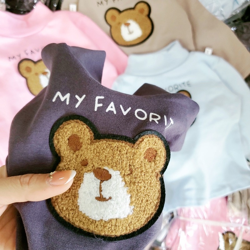 Áo Gấu Cổ Lọ Cho Bé Trai Bé Gái Size 8-17kg