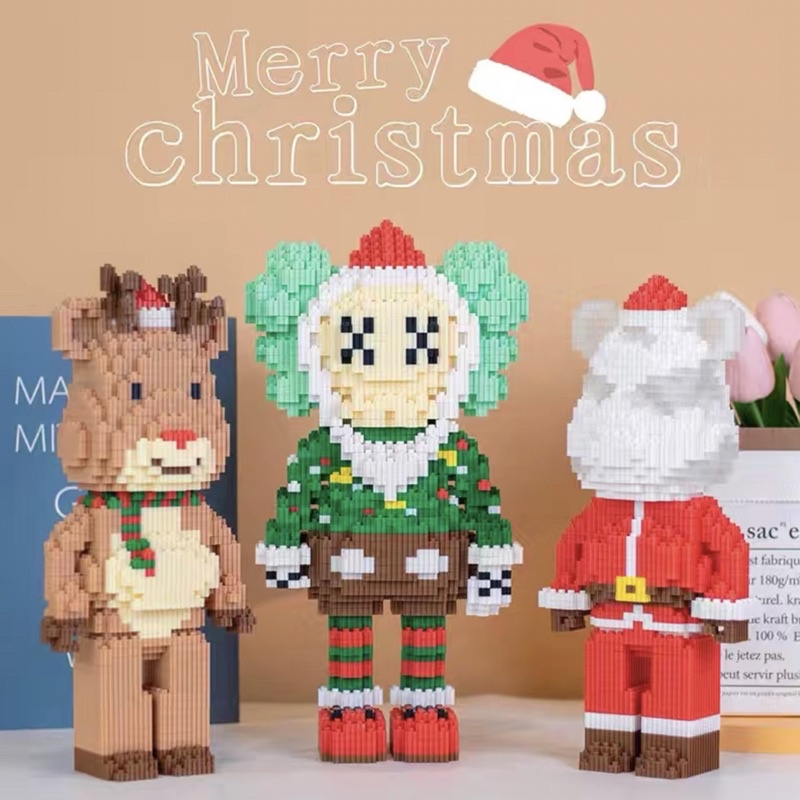 Đồ chơi xếp hình Legogi BEARBRICK NOEL Giáng Sinh gạch răng cưa mô hình lắp ráp lắp ghép quà tặng Giáng Sinh