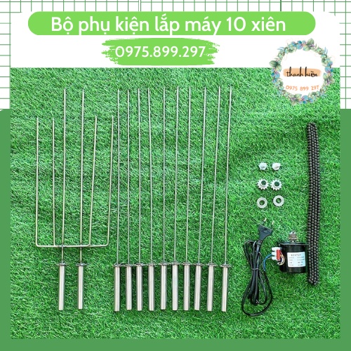 Bộ Phụ Kiện Lắp Máy 10 Xiên : Mô tơ giảm tốc 220V _14W và 28W + bộ chế máy nướng thịt