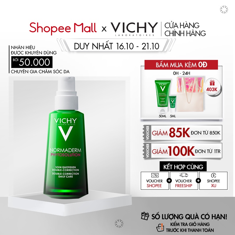 Kem dưỡng dạng gel sữa dành cho da mụn với tác động kép Vichy 50ml