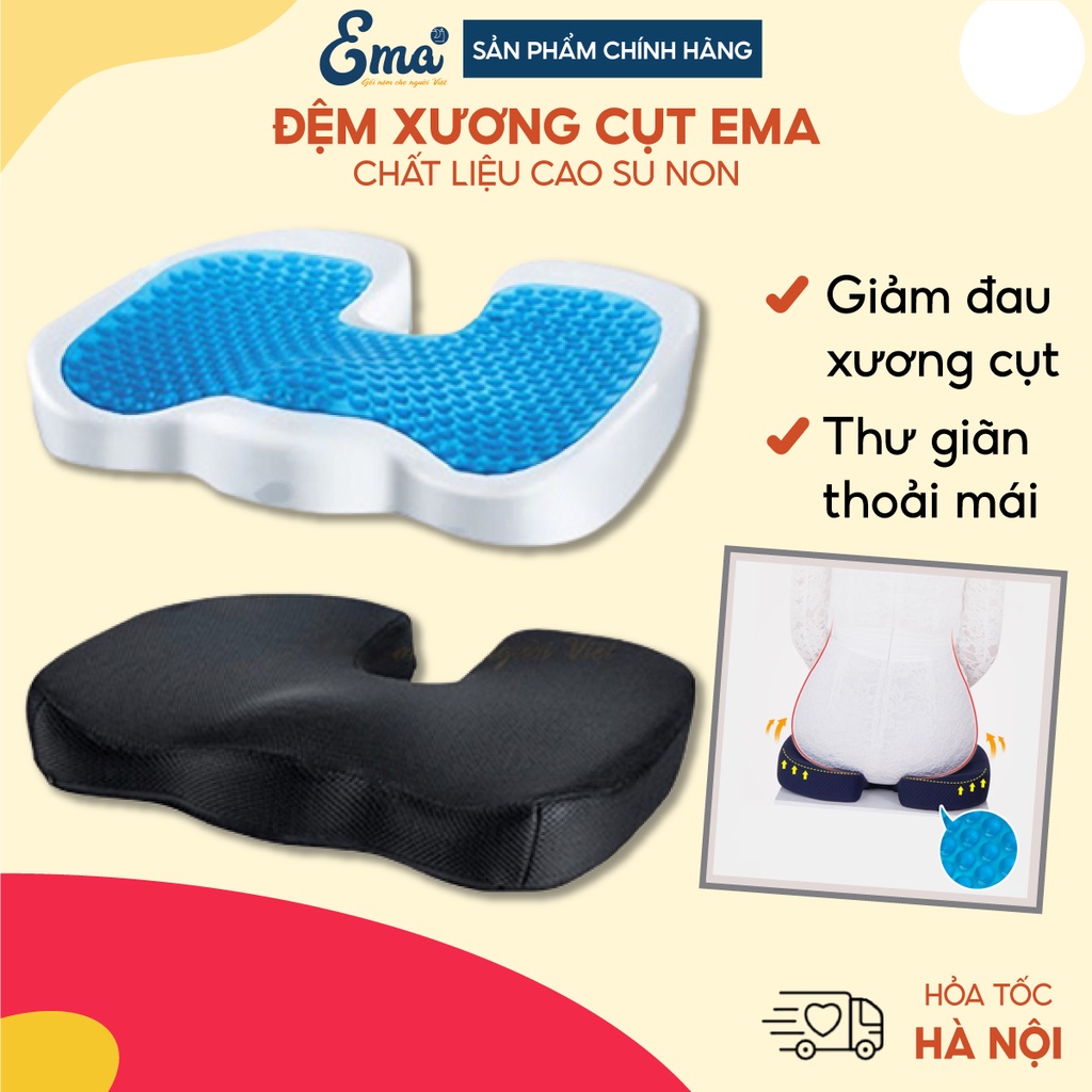 Đệm lót ghế văn phòng cao cấp Ema, chất liệu ruột cao su non kèm gel lạnh ôm sát mông, chống đau xương cụt, ê mông