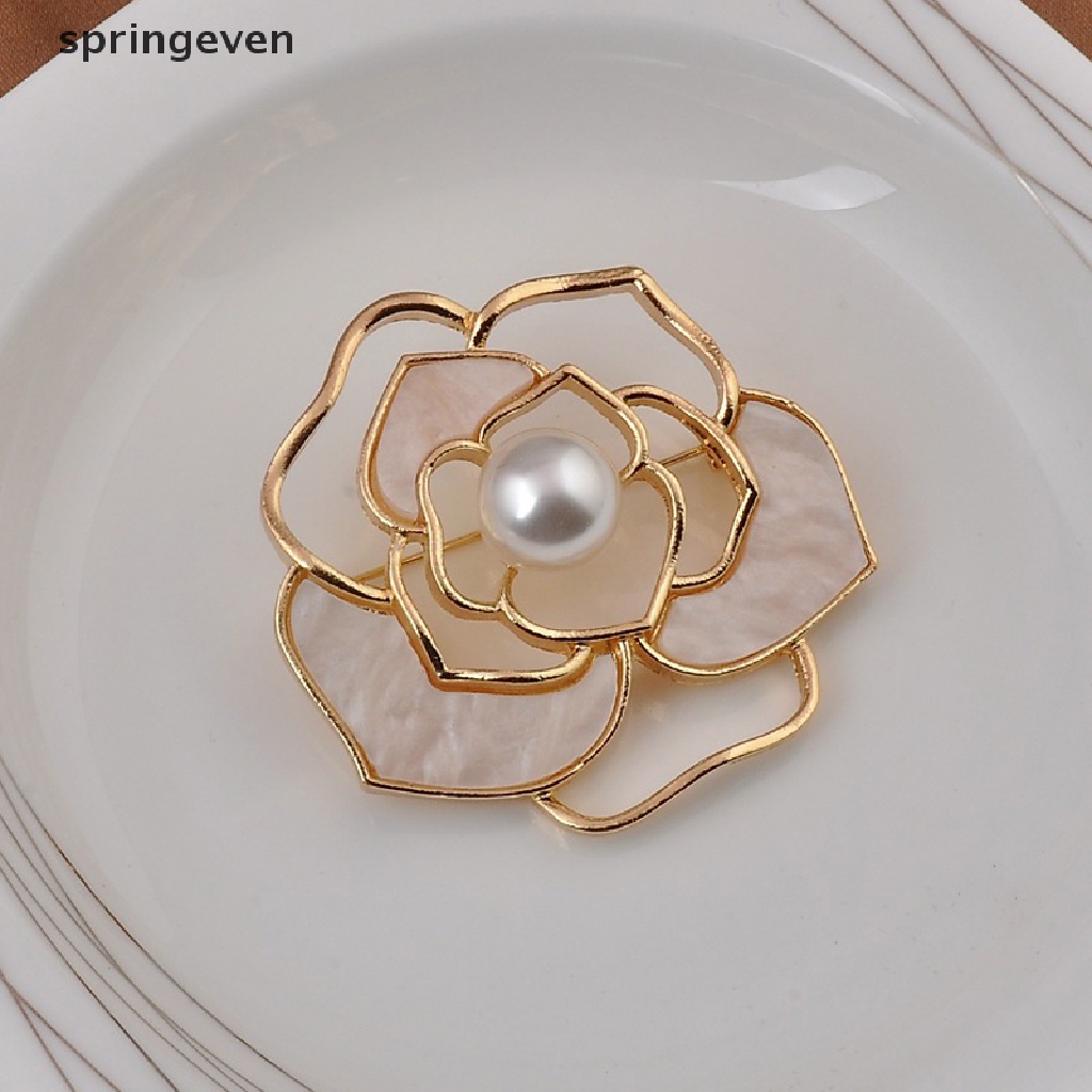 Ghim Cài Áo Hình Hoa Trà Đính Ngọc Trai Thời Trang Cho Nữ