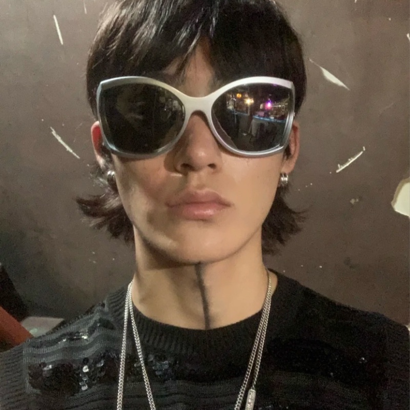 (HENGHA) Kính Râm Cực Lớn Thời Trang Vintage Y2K Babes Futuristic