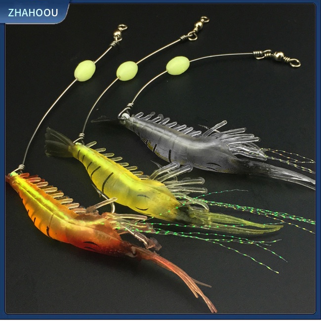 ☃HOME☃ Fishing Bait Luminous Shrimp Soft Artificial Bait With Hooks Fishing Tackle
