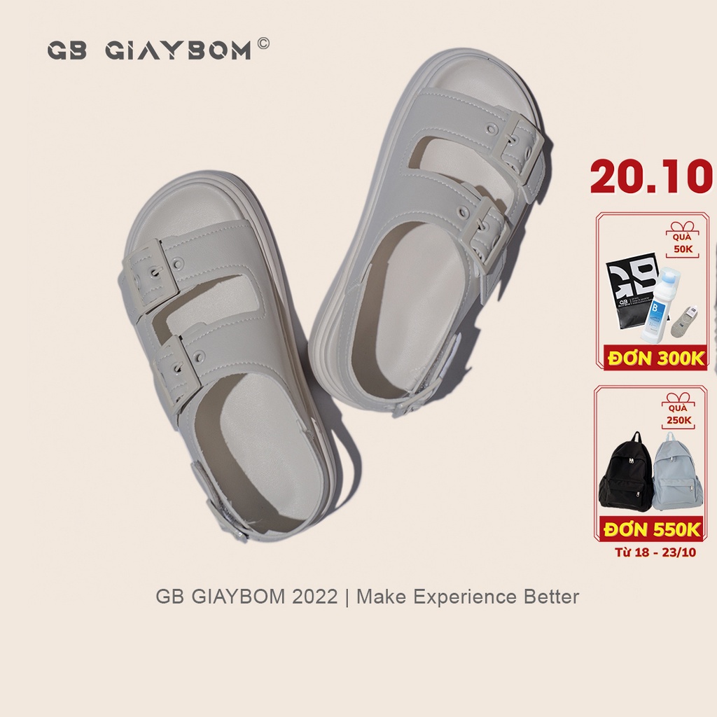 Giày Sandal Nữ Đế Bằng Quai Ngang Màu Đen Trắng Thích Hợp Đi Học, Đi Chơi Mới Nhất giayBOM B1845