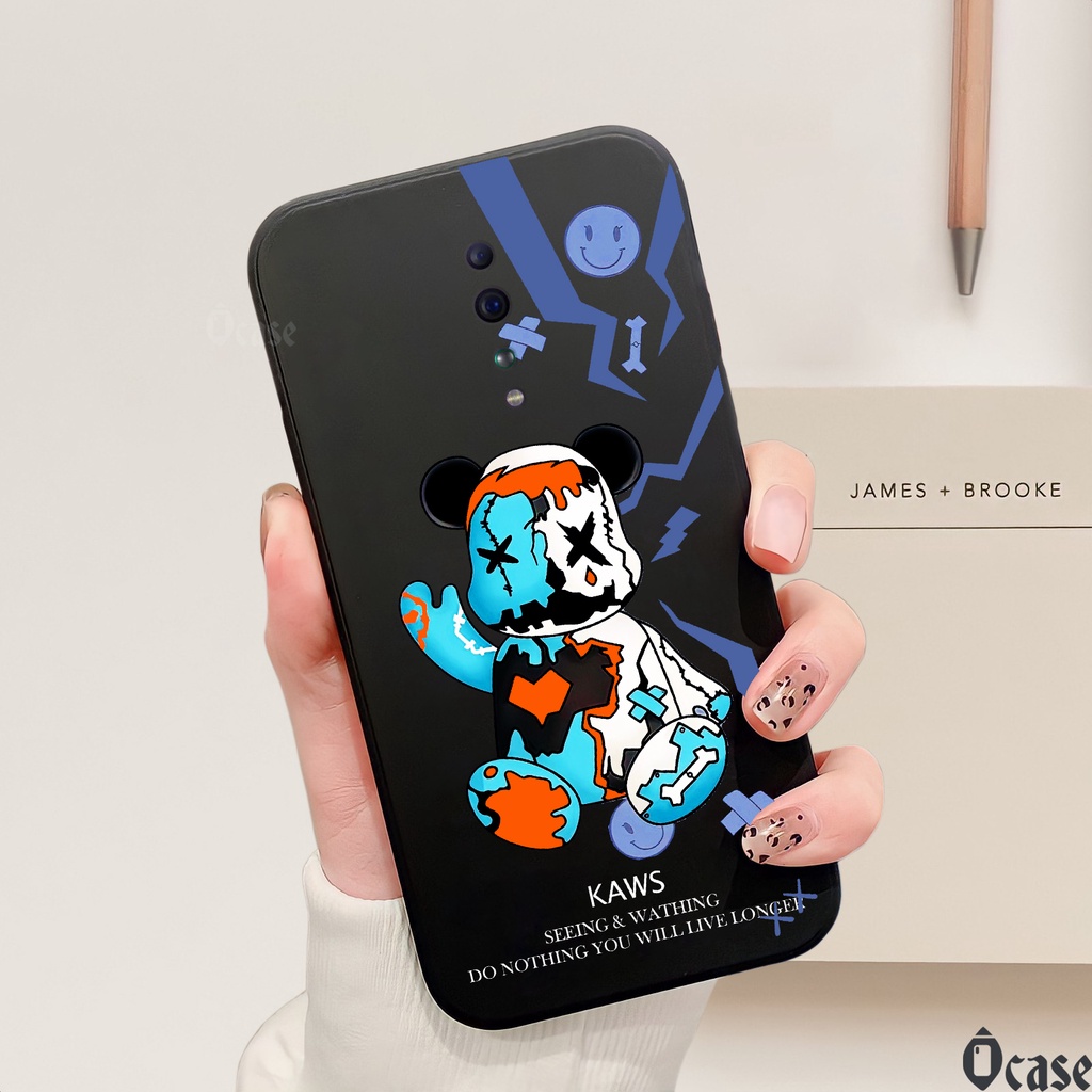 Ốp lưng Oppo Reno Z in hình gấu  cạnh viền vuông có bảo vệ camera