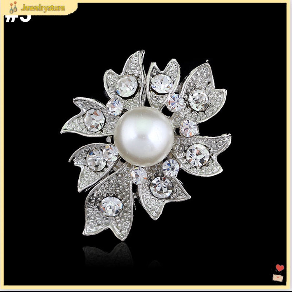 Ghim cài áo kim loại đính kim cương và ngọc trai giả thời trang cho nữ