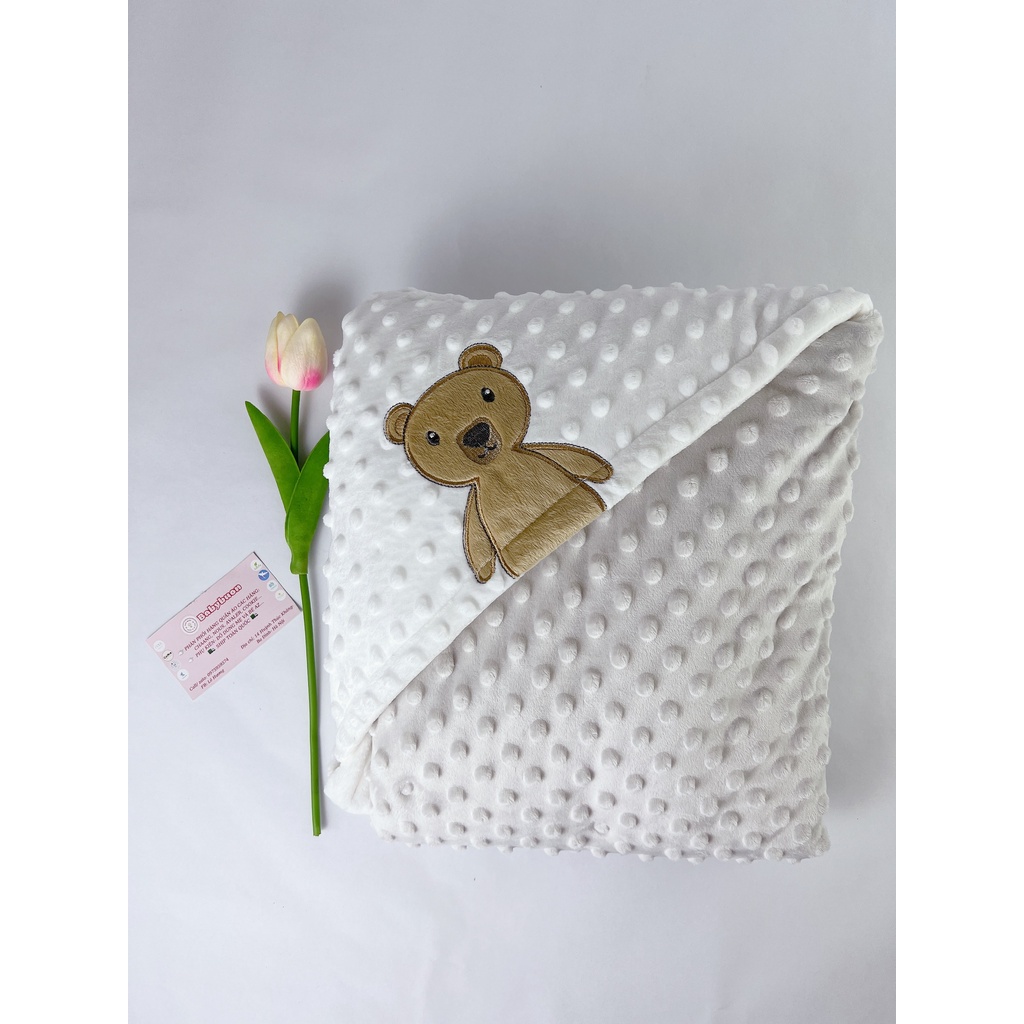 Ủ Choàng Nhung Có Mũ KT 75x75cm Siêu Dày Bebe Comfort Cho Bé Sơ Sinh, Chăn Ủ Mềm Mịn Babibu - UCN