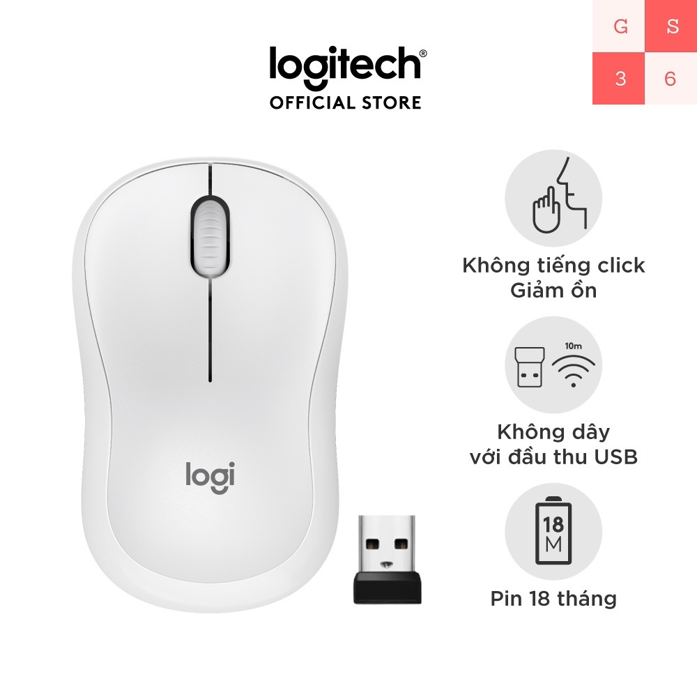 Chuột không dây Logitech M220 SILENT - giảm ổn, USB, pin 1.5 năm, phù hợp PC/Laptop  - Hàng Chính Hãng