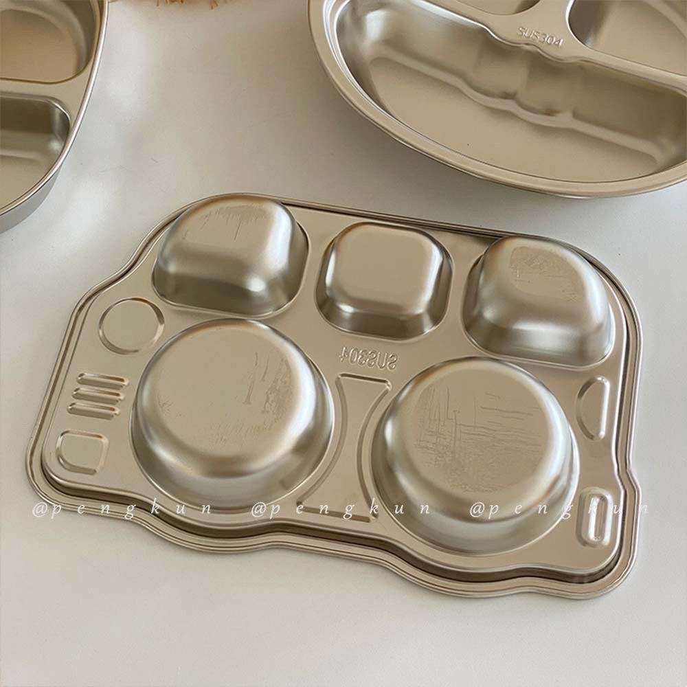 Khay Đựng Thức Ăn Bằng Thép Không Gỉ 304 Chống Sốc Họa Tiết Hoạt Hình Cho Bé