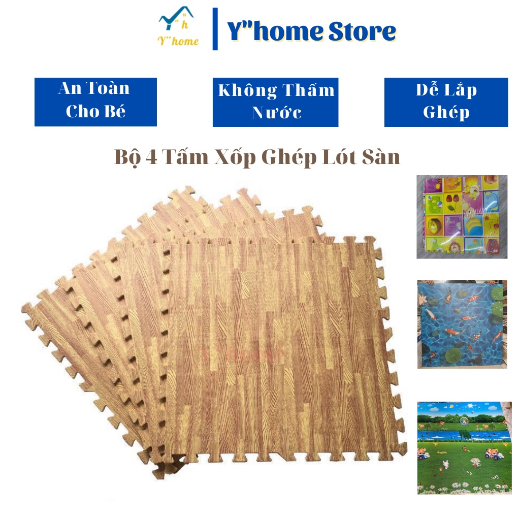 Thảm xốp lót sàn cho bé, Xốp ghép lót sàn kích thước 60x60 dày 1cm, Bộ 4 tấm