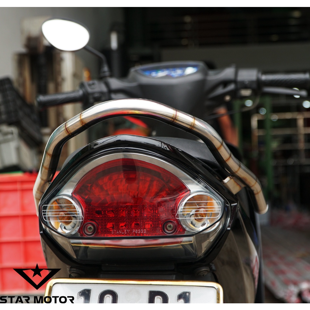 Tay xách inox 304 dành cho xe Sirius from vểnh - mối hàn mũi tên