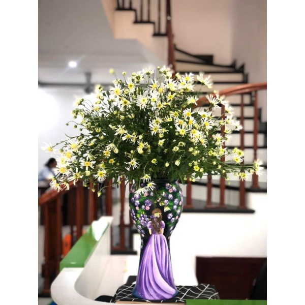 Bình hoa cô gái màu tím vẽ sơn 3d đẹp xuất sắc