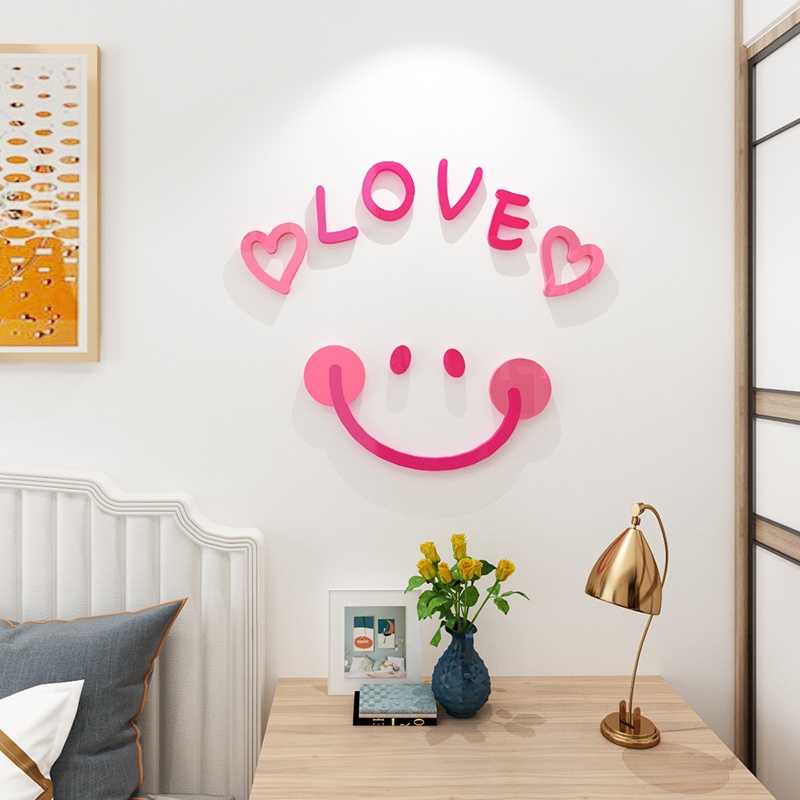Tranh Mica Chữ Hello Tiếng Anh Ins Phong Cách Nghệ Thuật Dán Sáng Tạo 3D Acrylic Dán Tường Phòng Khách Nhà Cô Gái Trái Tim Trang Trí Phòng