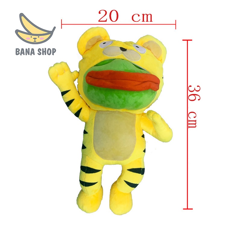 Gấu bông ếch xanh Pepe sad frog mặc cosplay hổ cọp vàng cho vozer