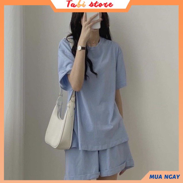Set Đồ Nữ TABI Áo Thun Tay Lỡ & Quần Short Basic Dưới 75kg