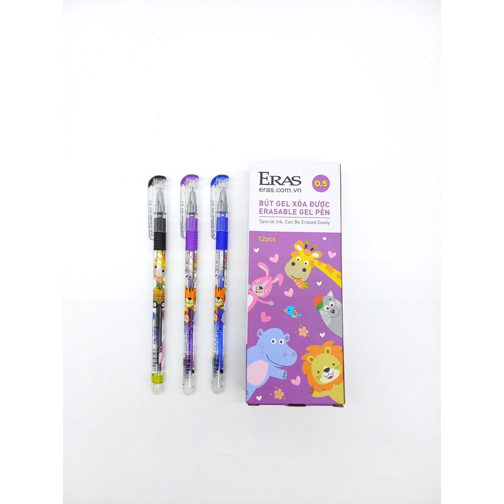 Bút gel xóa được Eras E147 ngòi 0.5mm- viết trơn, êm, đều nét - nguyên hộp 12 cây - Xanh/Tím