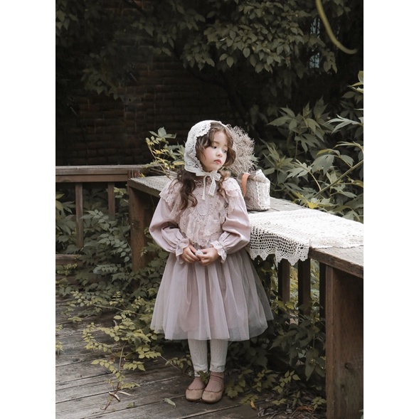 Váy Princess mix ren siu xinh bé gái