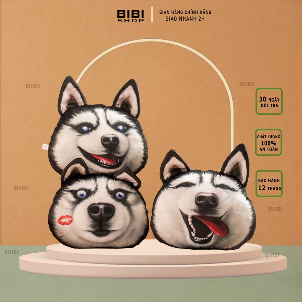 Gối ôm gấu bông chó Husky mặt ngáo BiBi - Thú Nhồi Bông - Đồ chơi sang trọng