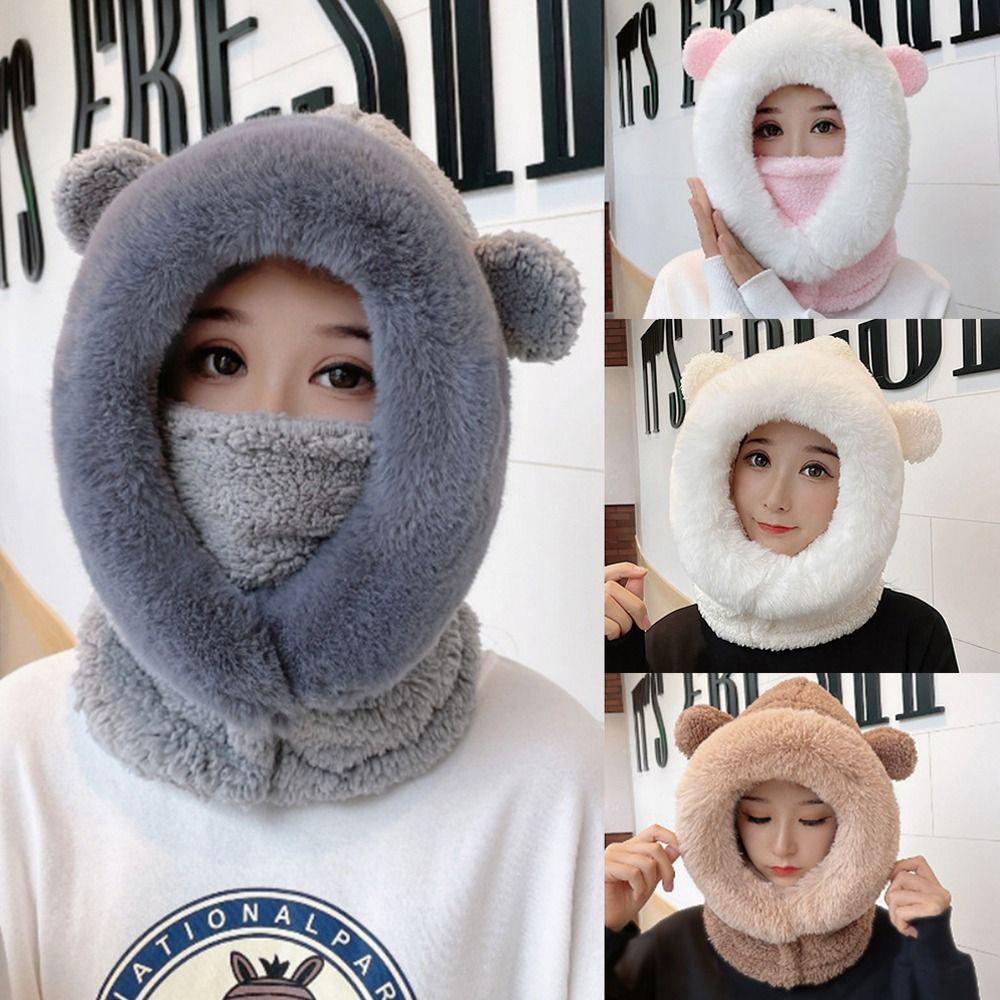 Mũ Beanie Tai Gấu Chắn Gió Thời Trang Mùa Đông Cho Nữ