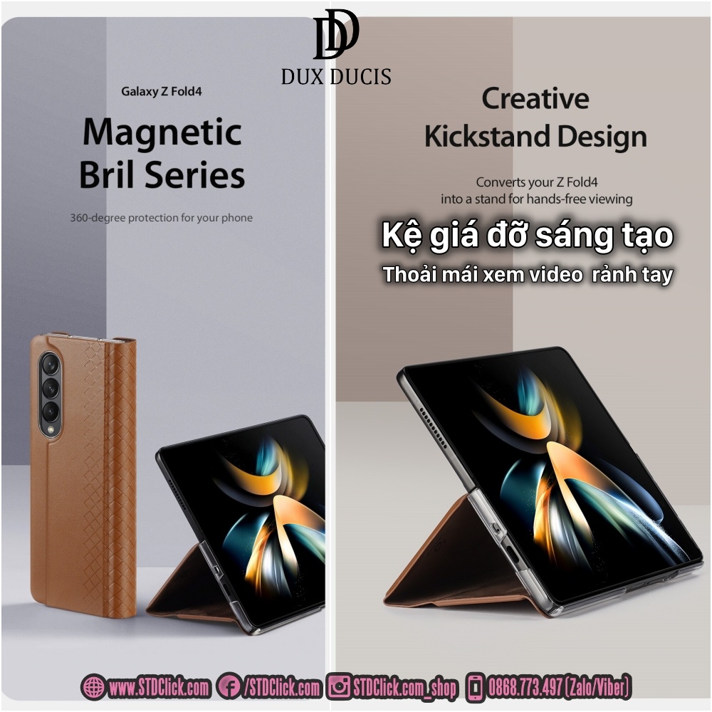 ỐP LƯNG DA SAMSUNG GALAXY Z FOLD 4 5G DUX DUCIS BRIL CHÍNH HÃNG