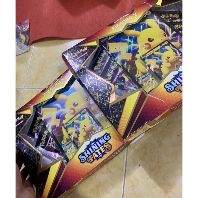 Hộp Bài Pokemon TCG Shining Fates Pikachu V Box 4 pack 2 Promo - Chính Hãng, Mới Nhất 100% Shop PokeCorner