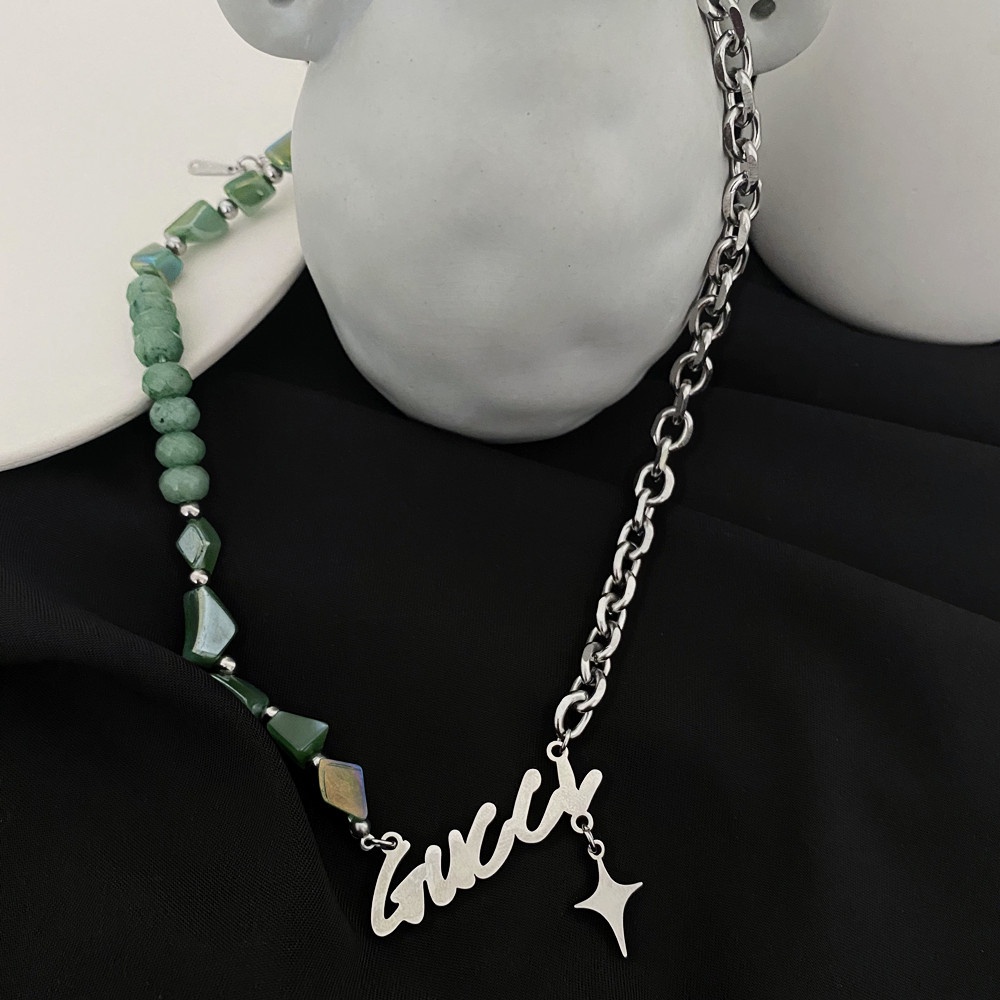 Vòng cổ nam nữ titan màu bạc ngọc Kuuclothes độc đáo cá tính phong cách đường phố - Dây Chuyền chuỗi G Chain