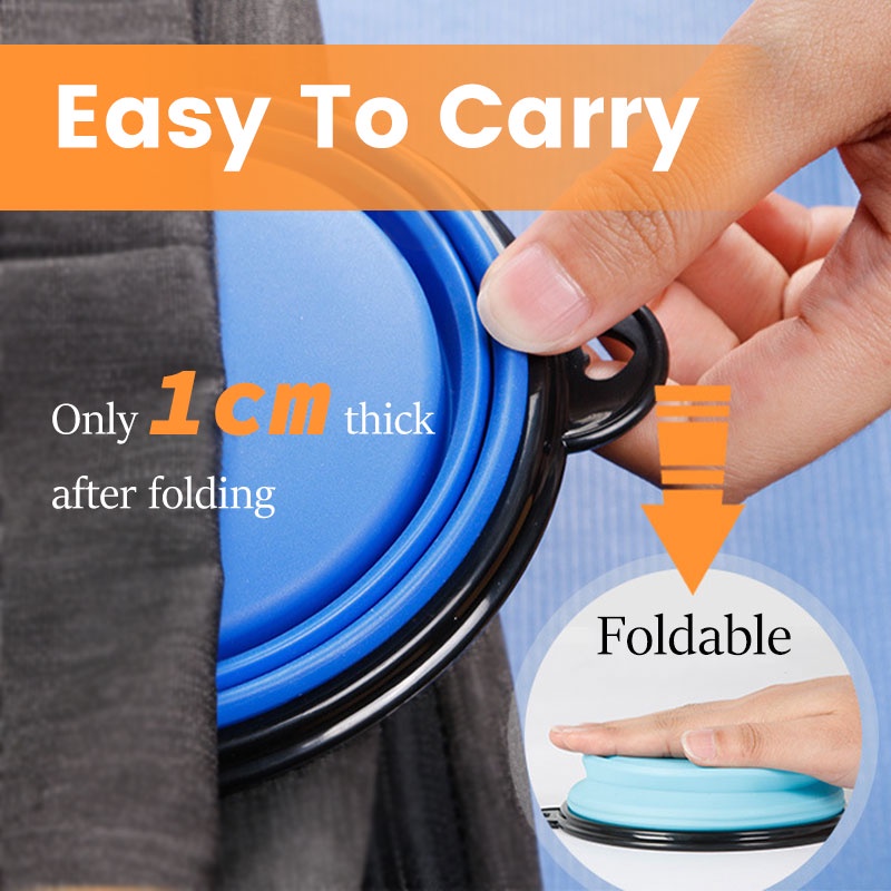 HamshMoc Tô Đựng Thức Ăn / Nước Uống Di Động Bằng Silicone Có Móc Khóa Mở Rộng Cho Thú Cưng