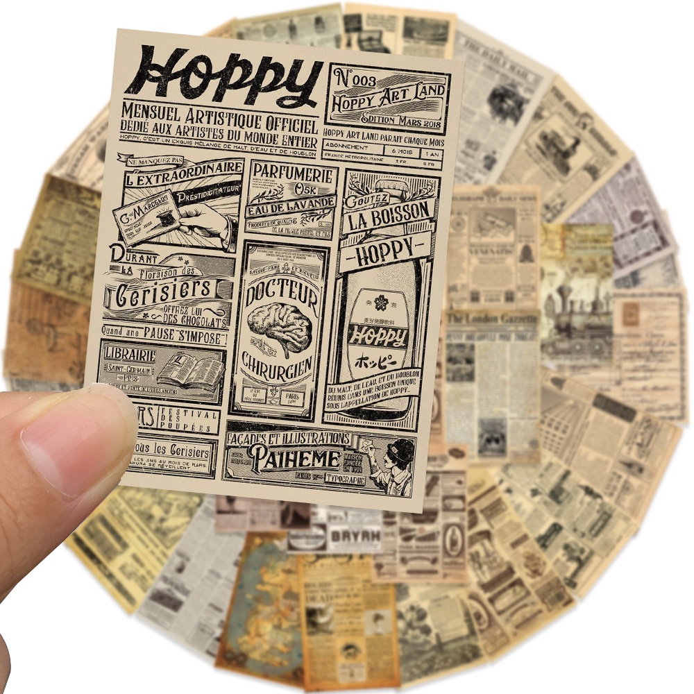 Bộ 35 Miếng Dán Trang Trí Nhật Ký Hình Tờ Báo Kiểu Vintage Sáng Tạo DIY