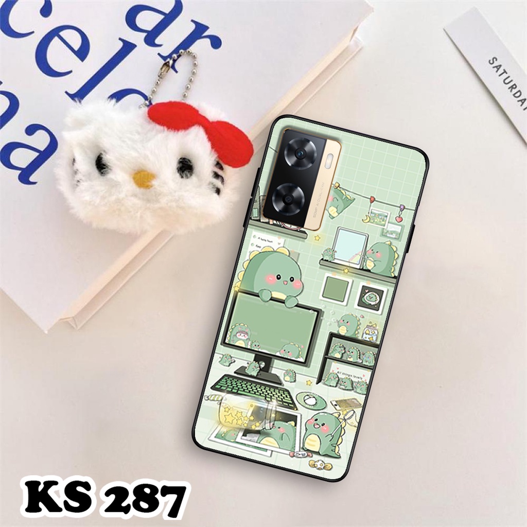 Ốp lưng Oppo A77 - Oppo A77 5G - Ốp in hình khủng long DinoCute - Lưng nhám viền TPU