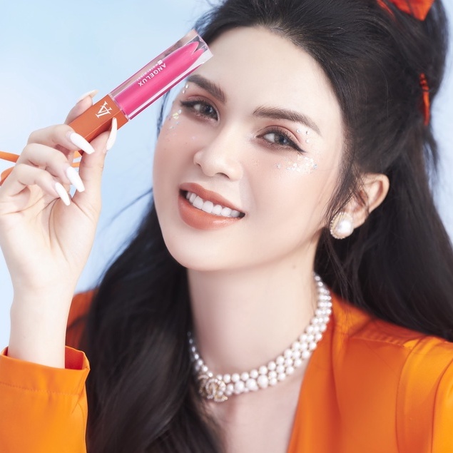 Son kem lì lâu trôi ANGELUX chính hãng, Son kem màu Hồng Trà Khô mềm mịn lên màu chuẩn